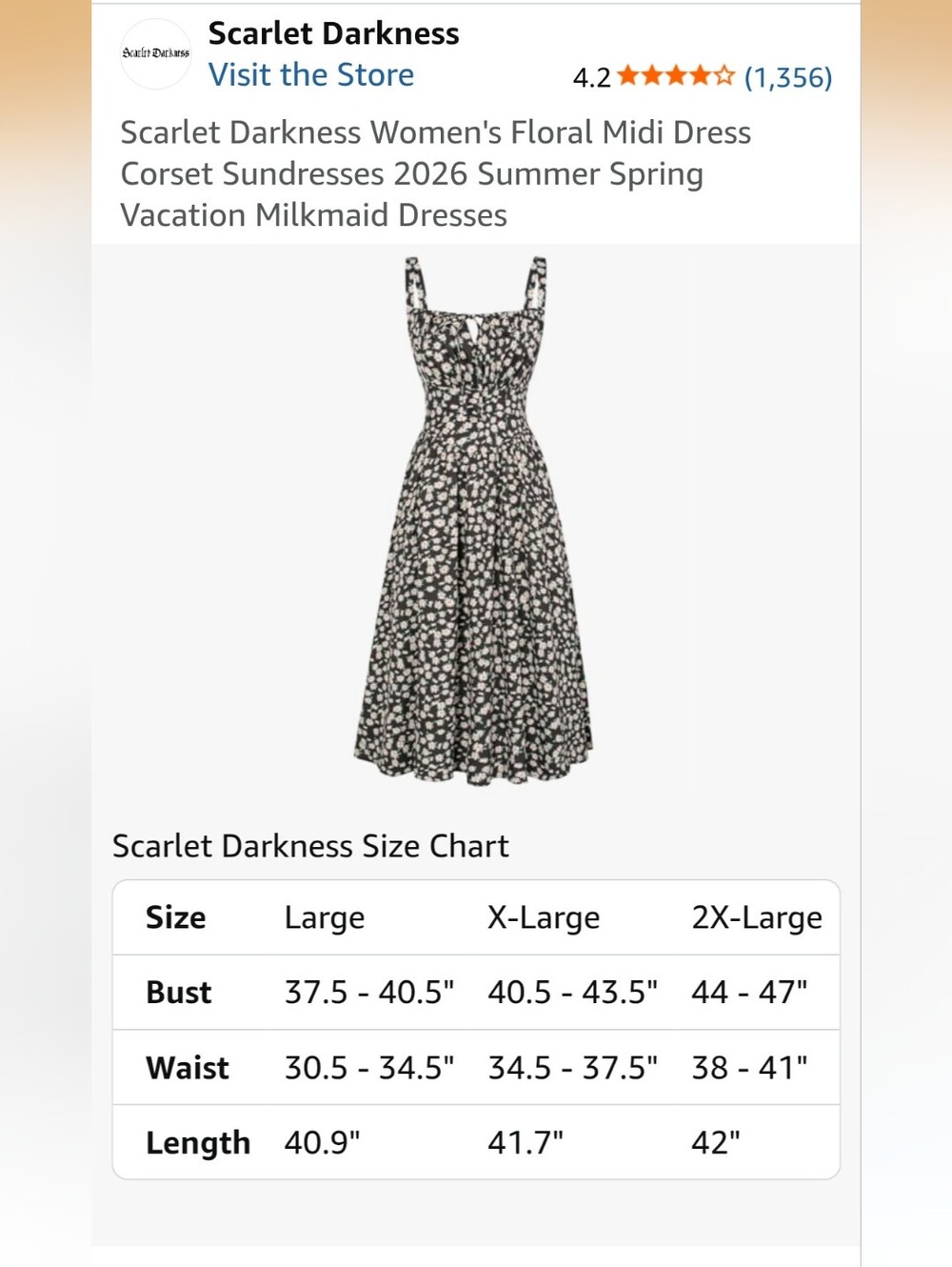 Women's Black Floral Midi Dress - Picture 2 of 7